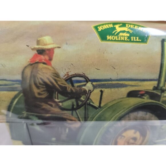 Vintage John Deere Metal Lunchbox With Tractor Design & Yellow Handle - Picture 13 of 16
